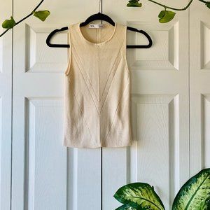 Zara M Cream Knit Sleeveless Top